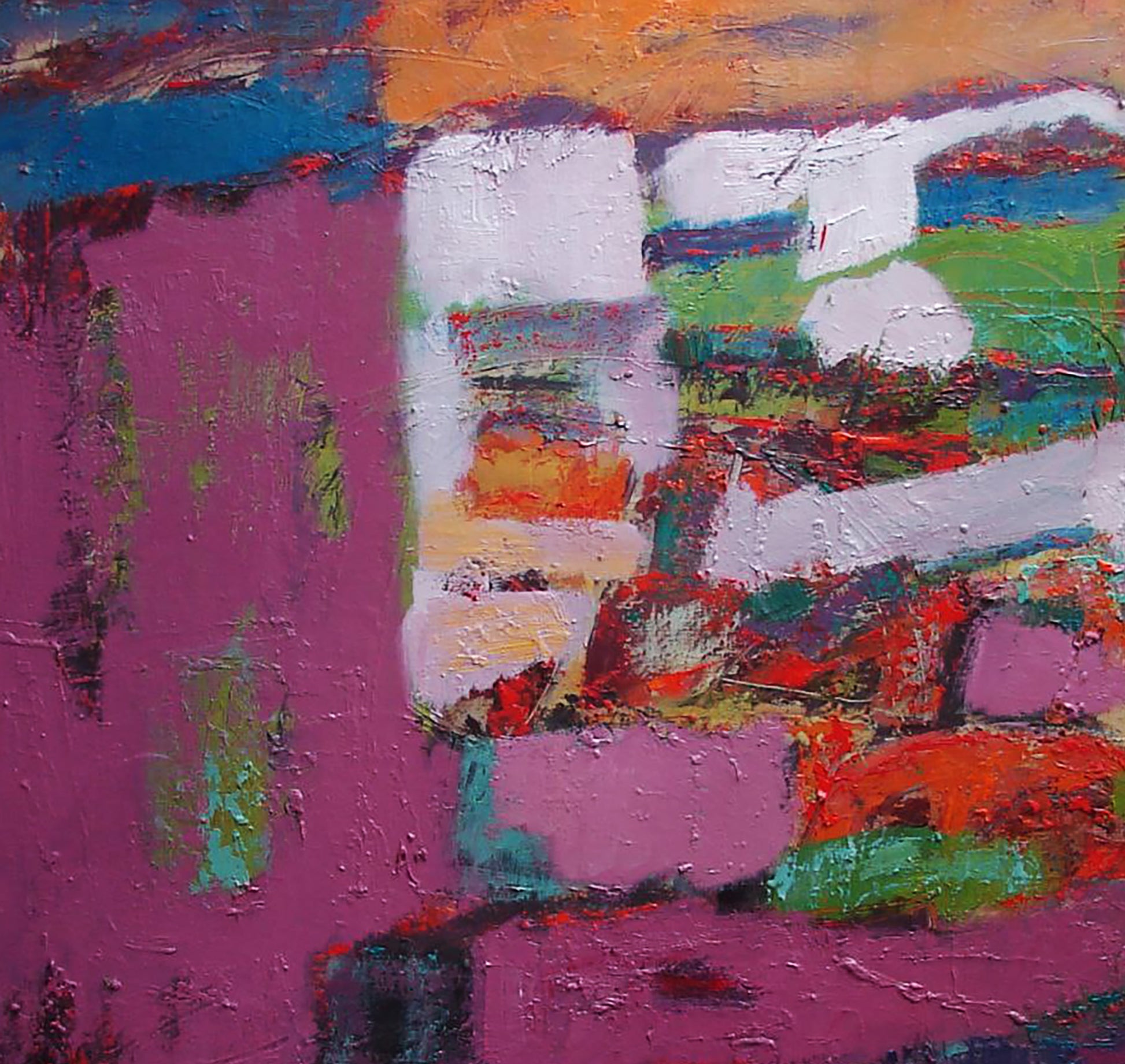 Vibrant impasto oil painting Abstraction in blackberry flowers by Tatyana Shulyak