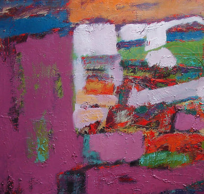 Vibrant impasto oil painting Abstraction in blackberry flowers by Tatyana Shulyak