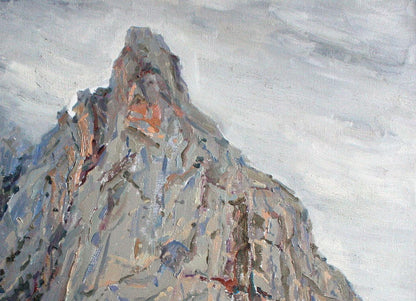 Oil painting of Rocky Mountain by Leonid Pavlenko, textured gray peak