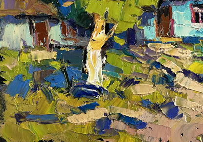 Vibrant impressionist oil painting of summer village by Oksana Ivanyuk