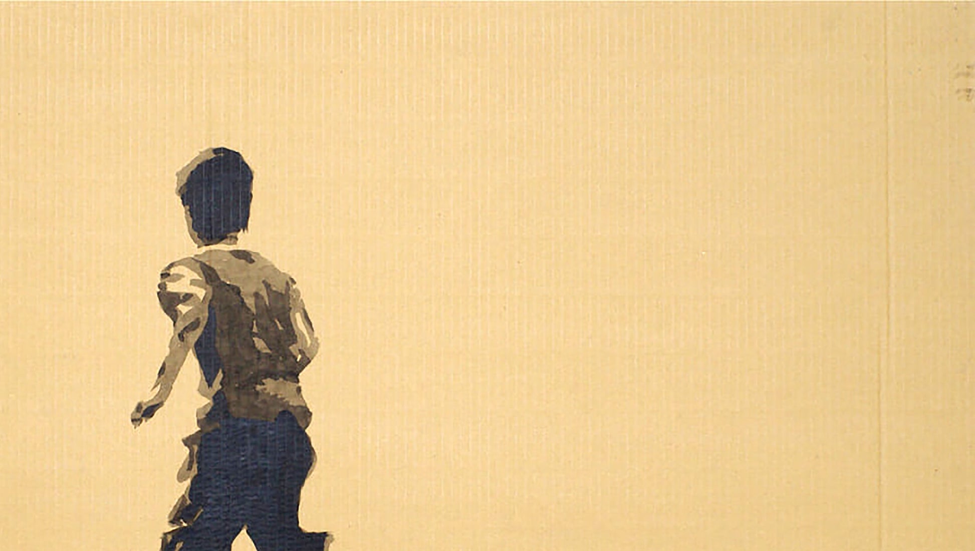 Stylized ink painting of person walking away by Dima Filatov