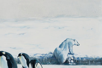 Oil painting Cold Gulf Stream by Oleg Kateryniuk: polar bear on icy ledge
