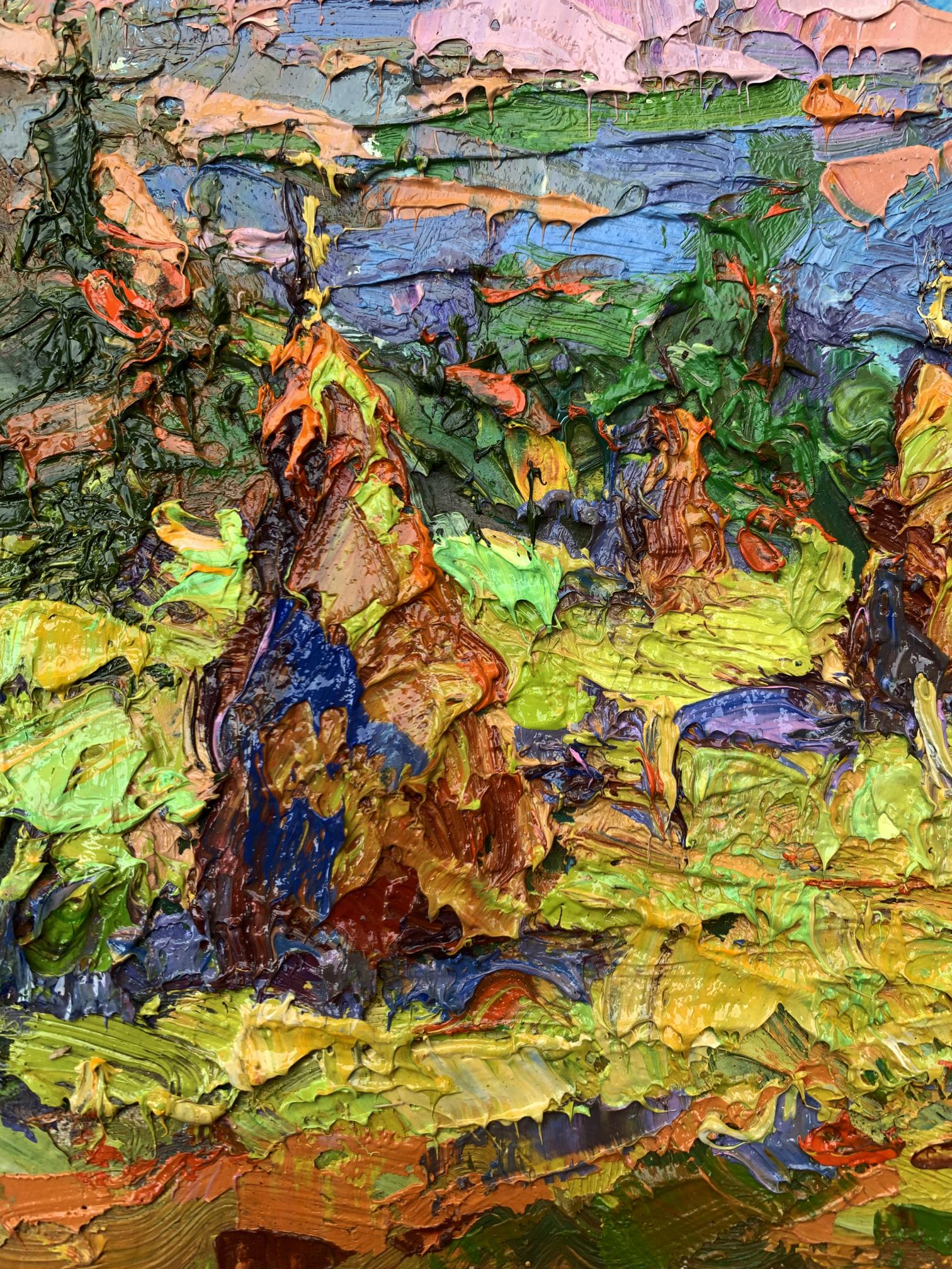 Vibrant impressionist oil painting of mountain fields by Ivanyuk Oleksiy