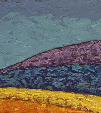 Oil painting In the field observing beauty V. Zadorozhnya with teal purple bands