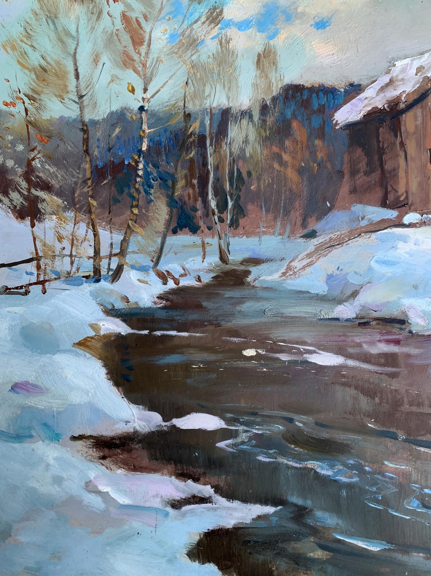 Oil painting After the night snowstorm by Yuriy Suprunchuk snowy landscape