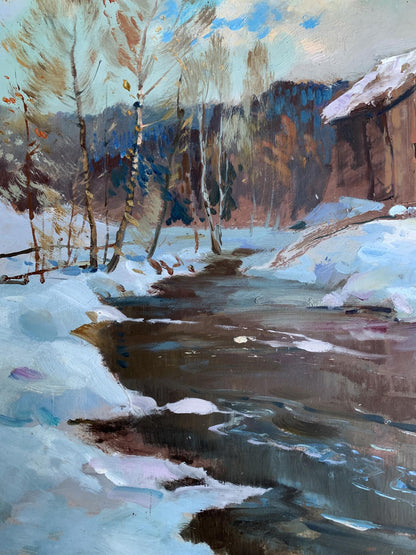 Oil painting After the night snowstorm by Yuriy Suprunchuk snowy landscape