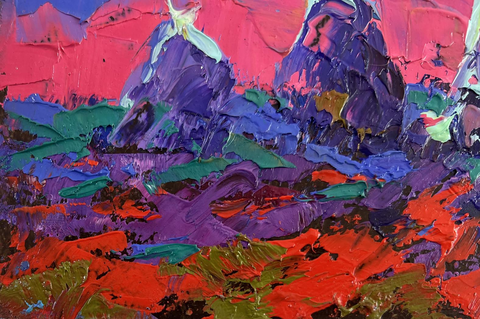 Vibrant moonlit night oil painting by Oleksiy Ivanyuk with textured strokes