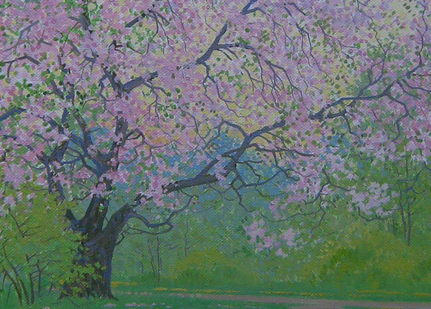 Oil painting of blossoming cherry tree by Valery Savenets