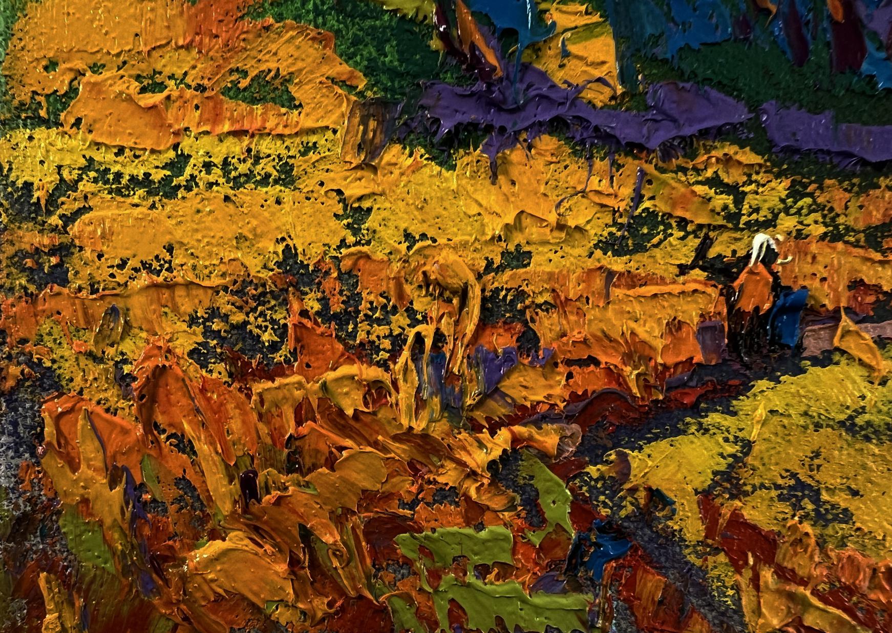 Vibrant Crimson Sunset oil painting by Oleksiy Ivanyuk with impasto strokes