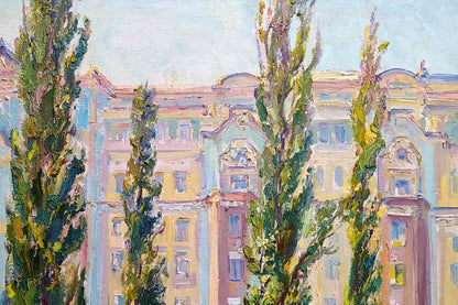 Vibrant impressionistic oil painting On the Boulevard by Leonid Pavlenko