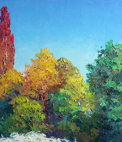 Vibrant impressionist oil painting Spirea Wangutta Bride by Boris Serdyuk