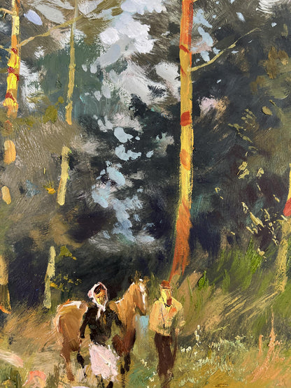 Oil painting Path in the forest by Yuriy Suprunchuk, vibrant impressionist scene