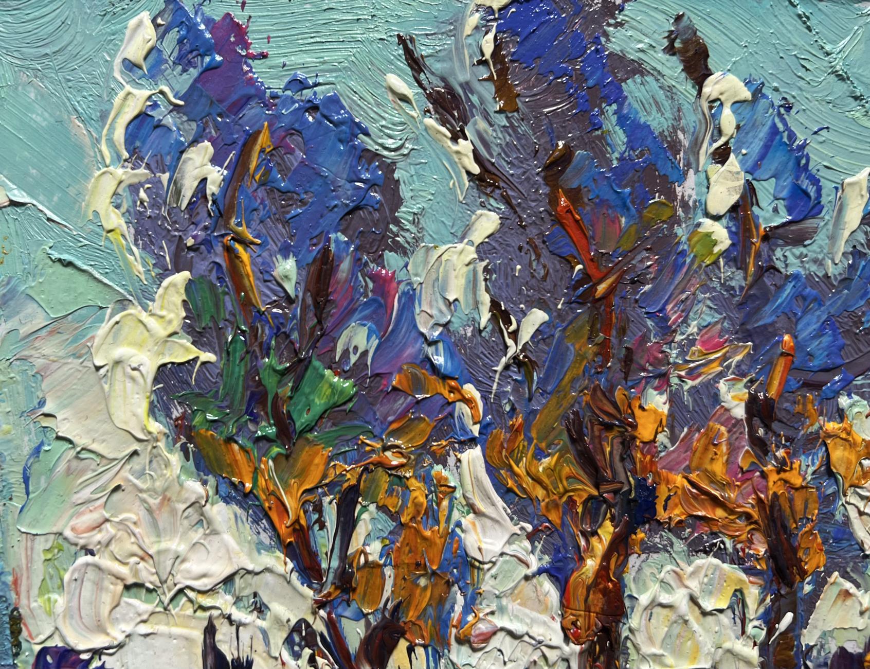 Oil painting Young poplars in the field by Oksana Ivanyuk