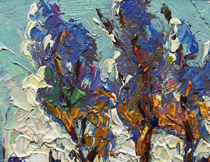 Oil painting Young poplars in the field by Oksana Ivanyuk