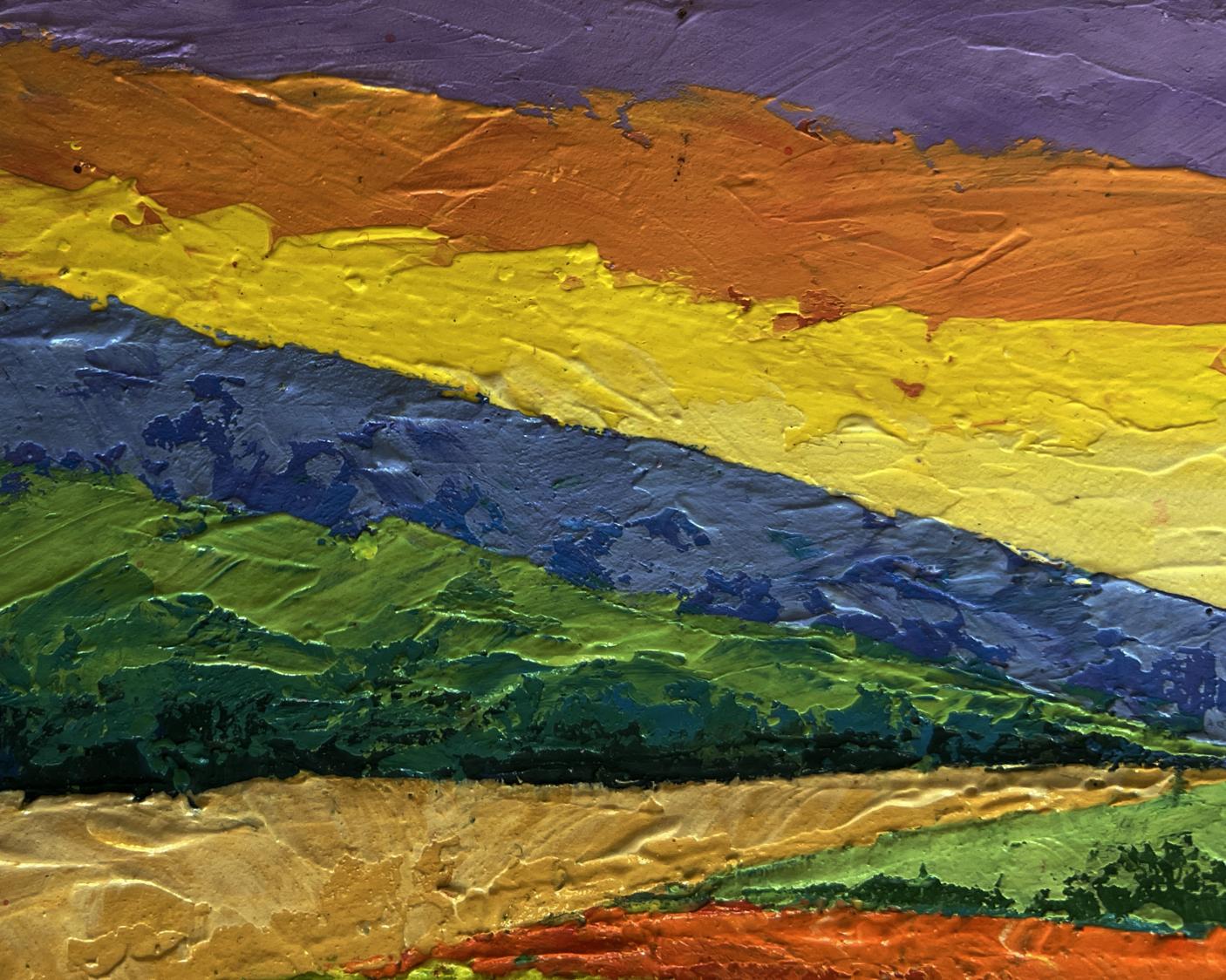Vibrant oil painting of flower fields and sunset by V. Zadorozhnya