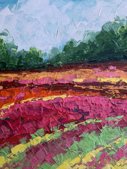 Vibrant impasto oil painting of colorful field by V. Zadorozhnya