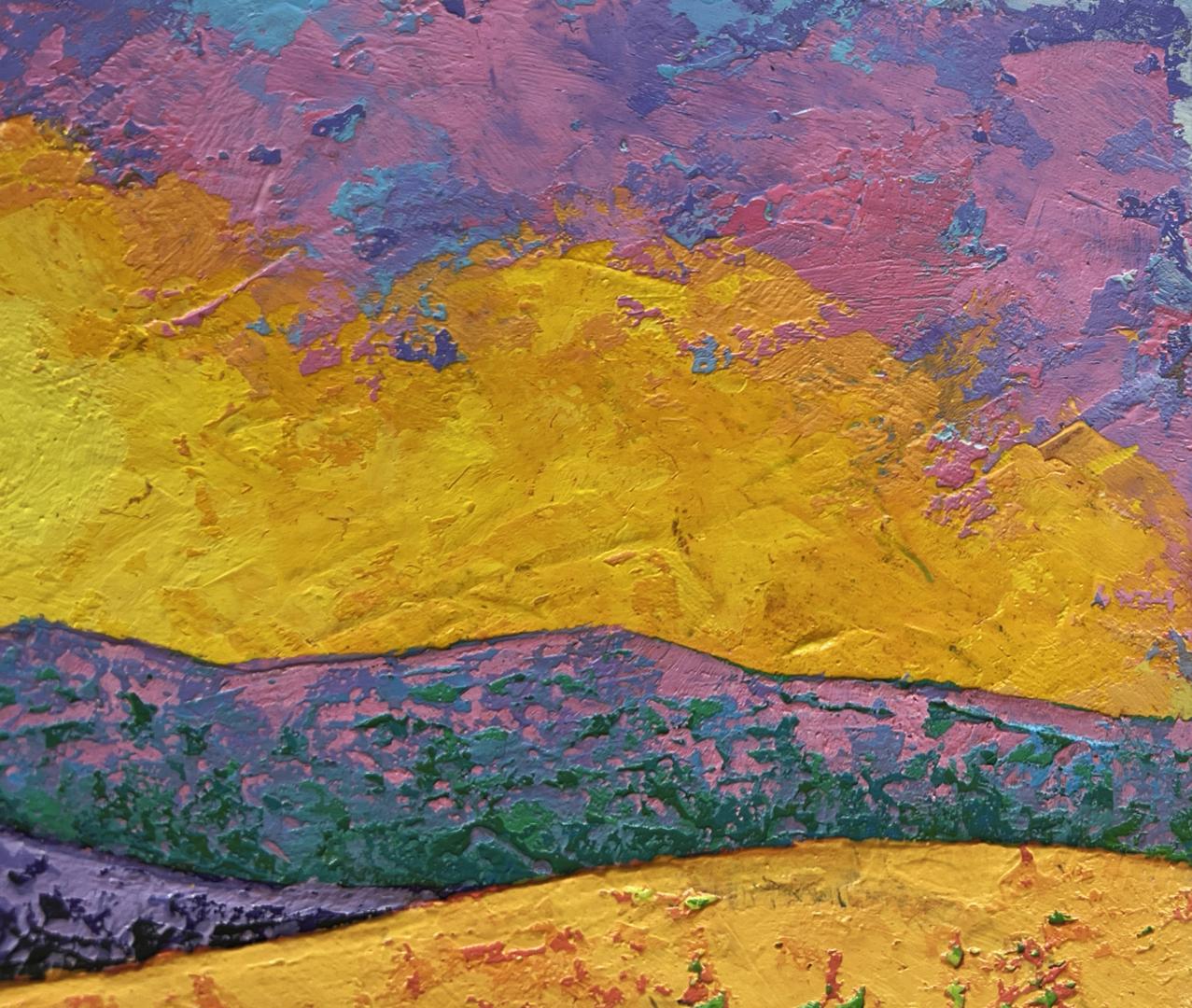 Vibrant impasto oil painting The blazing sky above the peaks by V. Zadorozhnya
