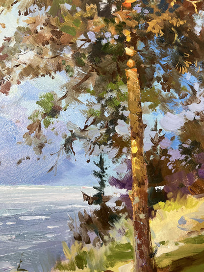 Oil painting Where the Fairy Tale Lives by Yuriy Suprunchuk with tall tree