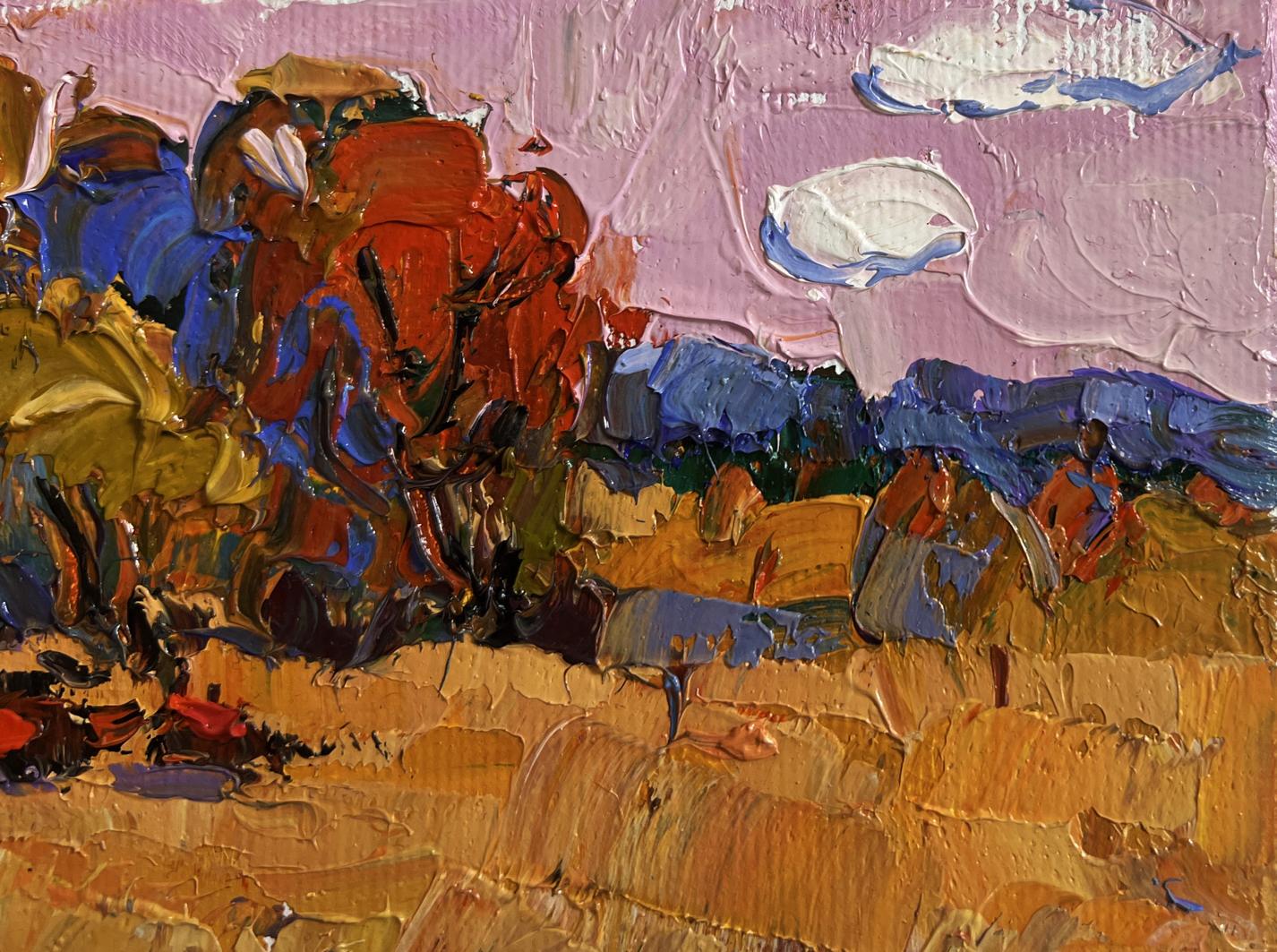 Vibrant impressionistic oil painting On the autumn steppes by Oksana Ivanyuk
