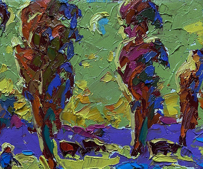 Vibrant impressionist oil painting Returning home in the evening by Oleksiy Ivanyuk