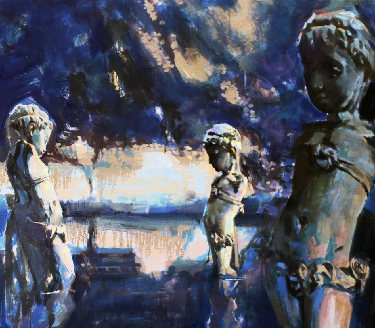 Three weathered stone statues oil painting by Garden Ed Potapenkov