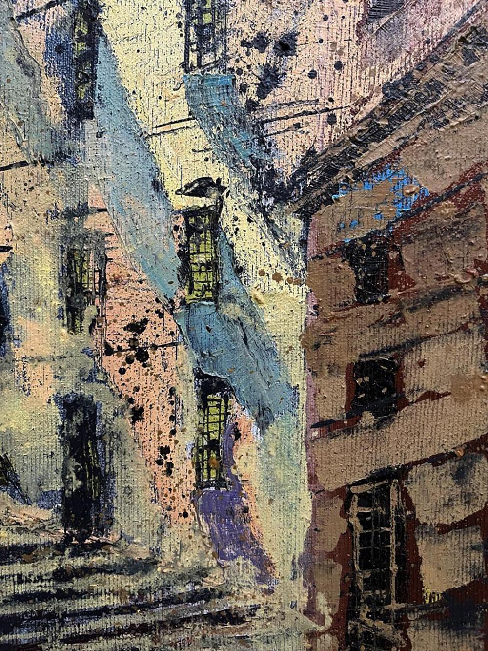 Abstract oil painting Some Street by Serhiy Kovalev, textured alleyway