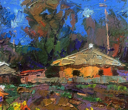 Oil painting Warm evening rays on the old porch by Oleksiy Ivanyuk