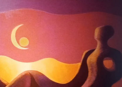 Oil painting Dialogue by Alexander Strashevich, silhouette figure and moon