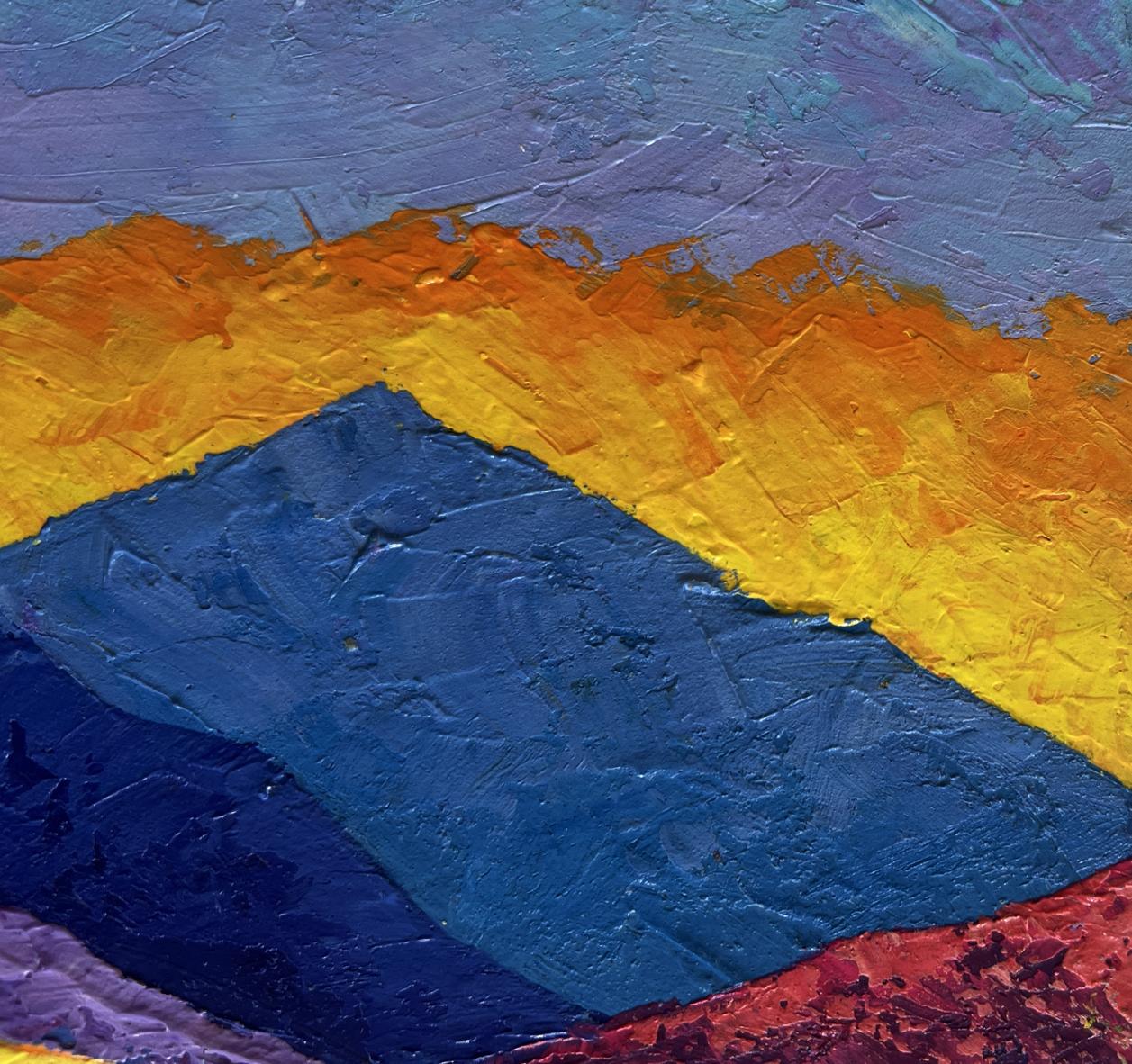 Oil painting Big mountains and sunset V. Zadorozhnya textured abstract art