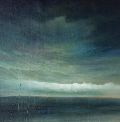 Oil painting Night sea storm by Vasily Korkishko moody ocean scene