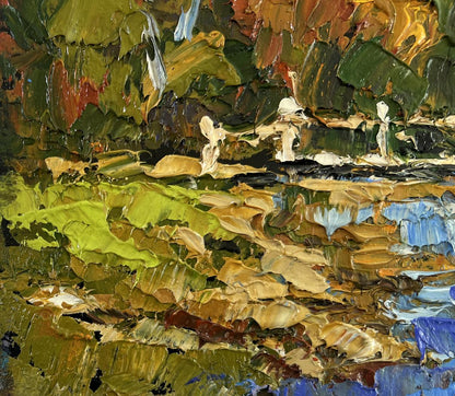 Impasto textured forest path oil painting by Oleksiy Ivanyuk