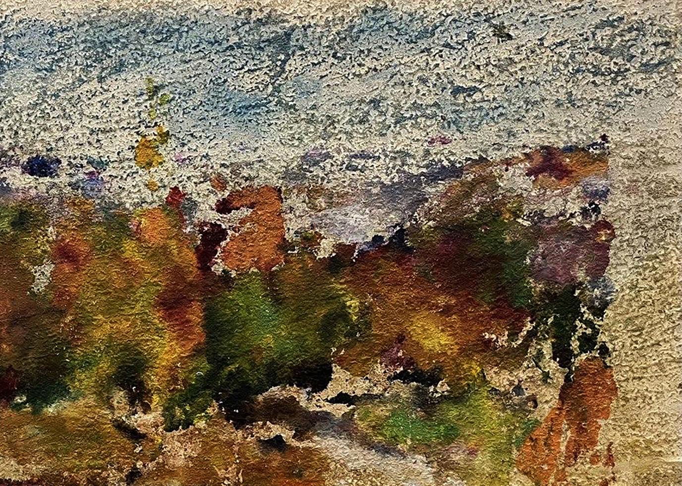 Oil painting Utopian thoughts by Pavlo Miroshnychenko in earthy watercolor tones