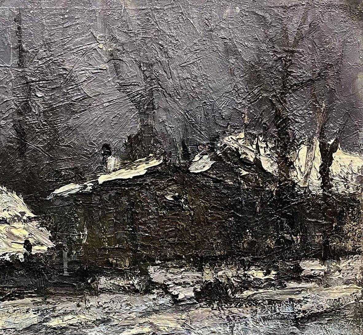 Textured oil painting Sketch under the village by Volodymyr Pashchenko