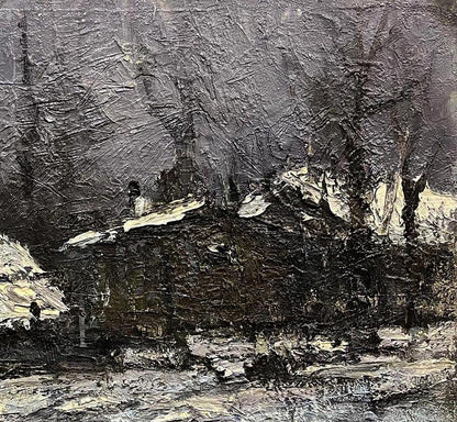 Textured oil painting Sketch under the village by Volodymyr Pashchenko