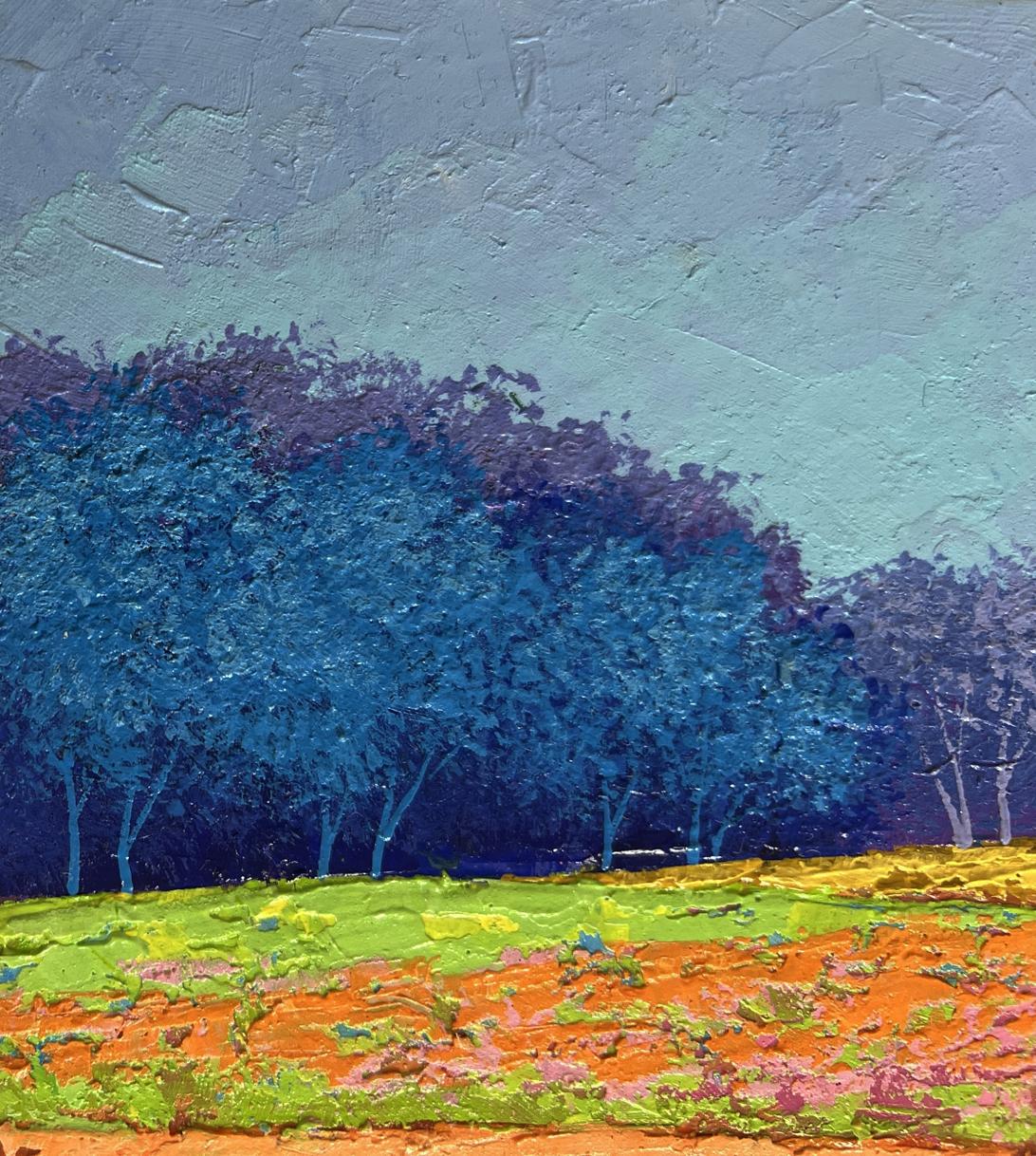 Oil painting Warm wind over the meadows by V. Zadorozhnya vibrant landscape