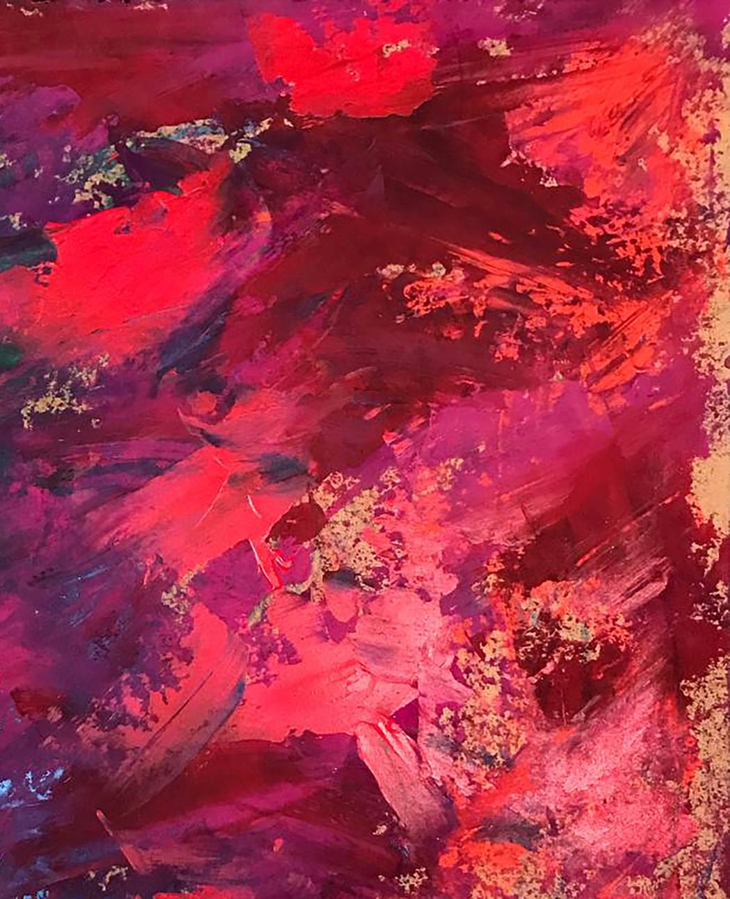 Vibrant acrylic painting Colors inside by Olga Melezhik in red magenta purple