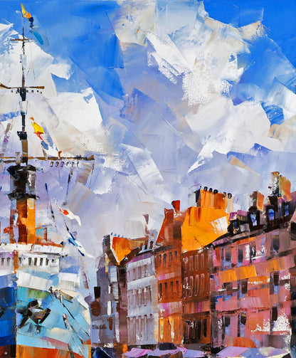 Vibrant abstract oil painting Second Bank by Volodymyr Gluhomanyuk