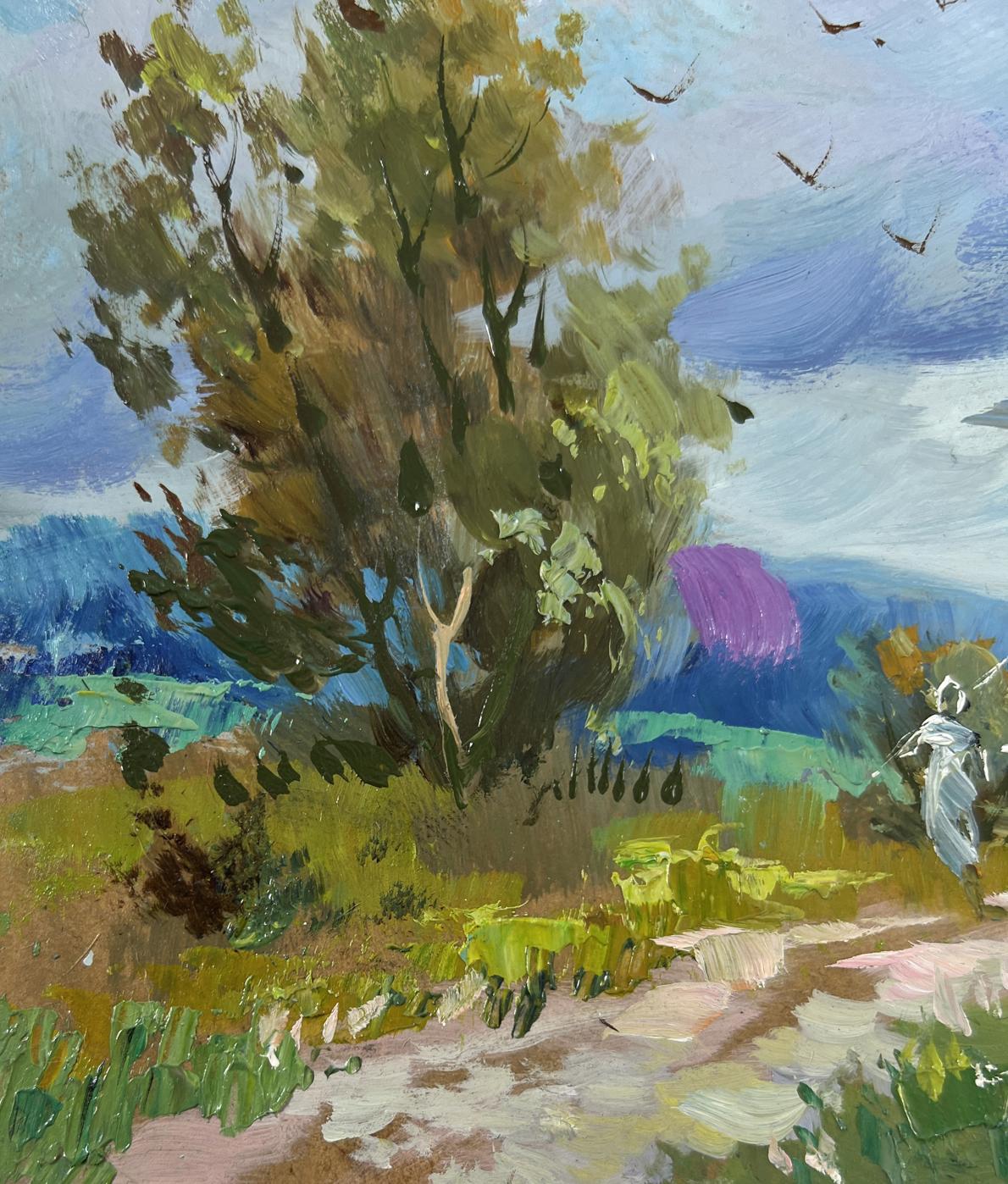 Vibrant impressionist oil painting Path to the sky by Yuriy Suprunchuk with lush tree