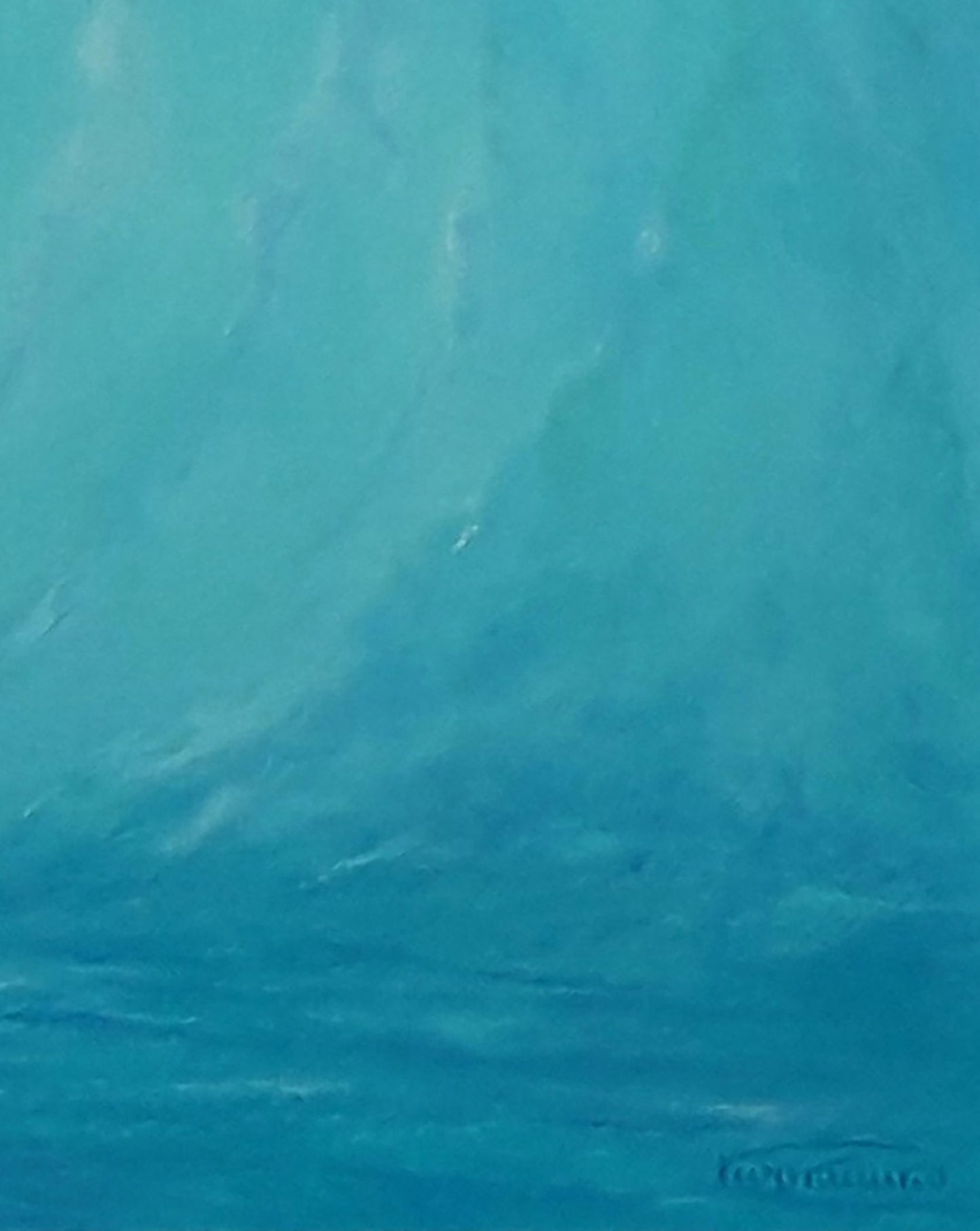 Textured turquoise abstract oil painting The sound of the surf at dawn by Vasily Korkishko