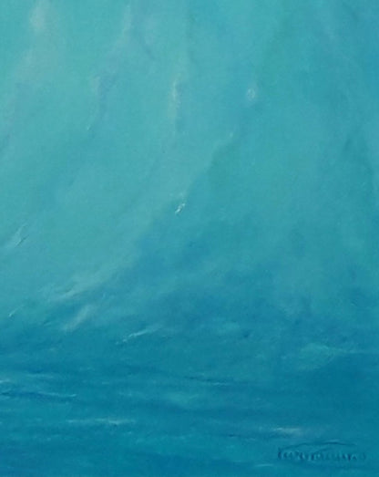 Textured turquoise abstract oil painting The sound of the surf at dawn by Vasily Korkishko