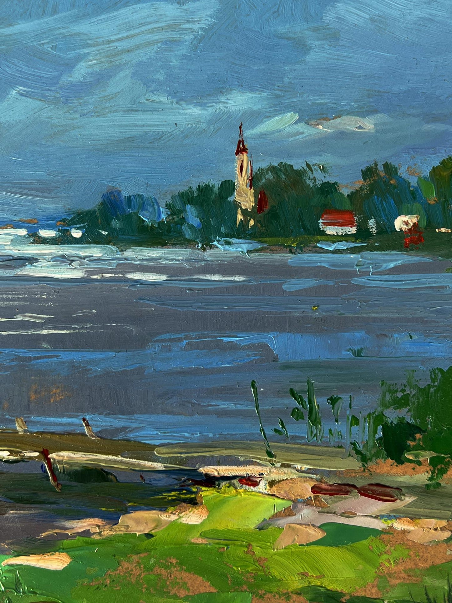 Vibrant impressionist oil painting of Bridge by the River by Yuriy Suprunchuk