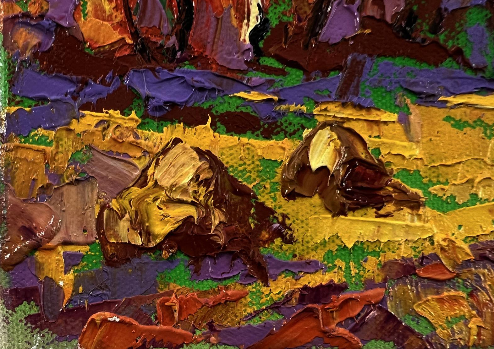 Vibrant autumn nature oil painting by Oleksiy Ivanyuk with bold textured strokes