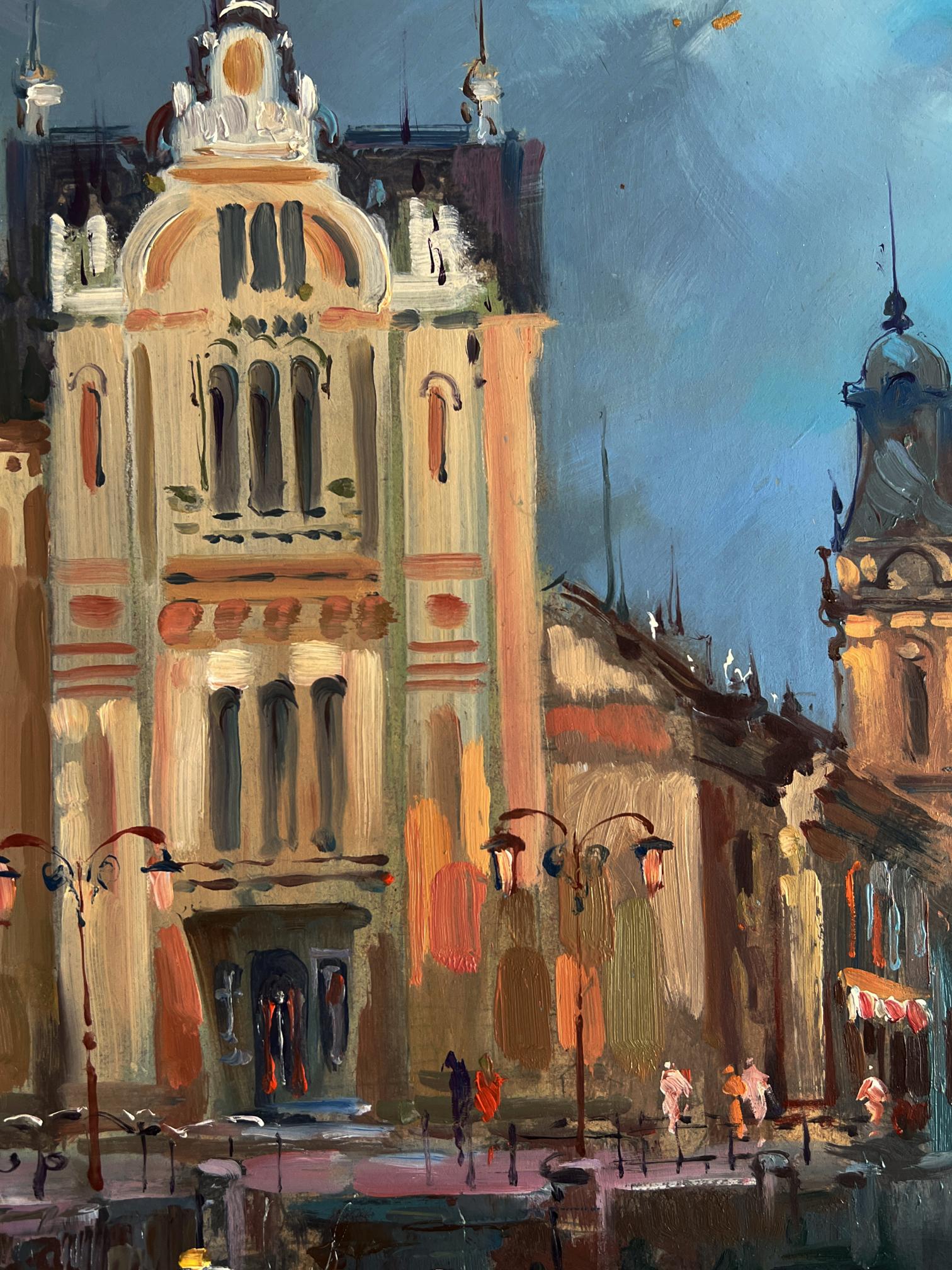 Oil painting City with a river by Yuriy Suprunchuk, ornate European building