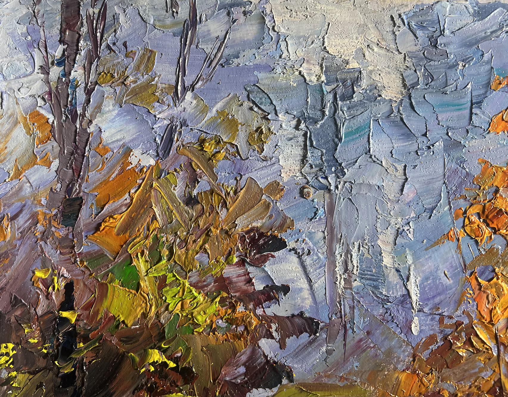 Oil painting Road to the autumn forest by Boris Serdyuk in impressionist style