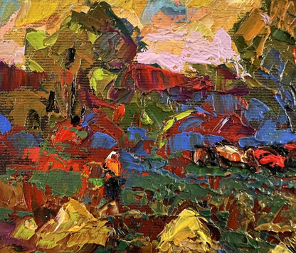 Vibrant impressionist oil painting In the Morning in the Field by Oksana Ivanyuk