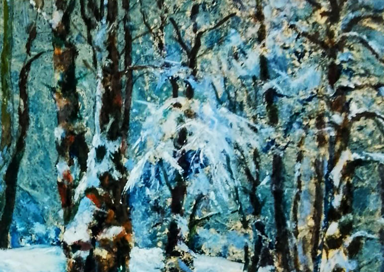 Snow-covered forest oil painting by Vitaly Duhnevich