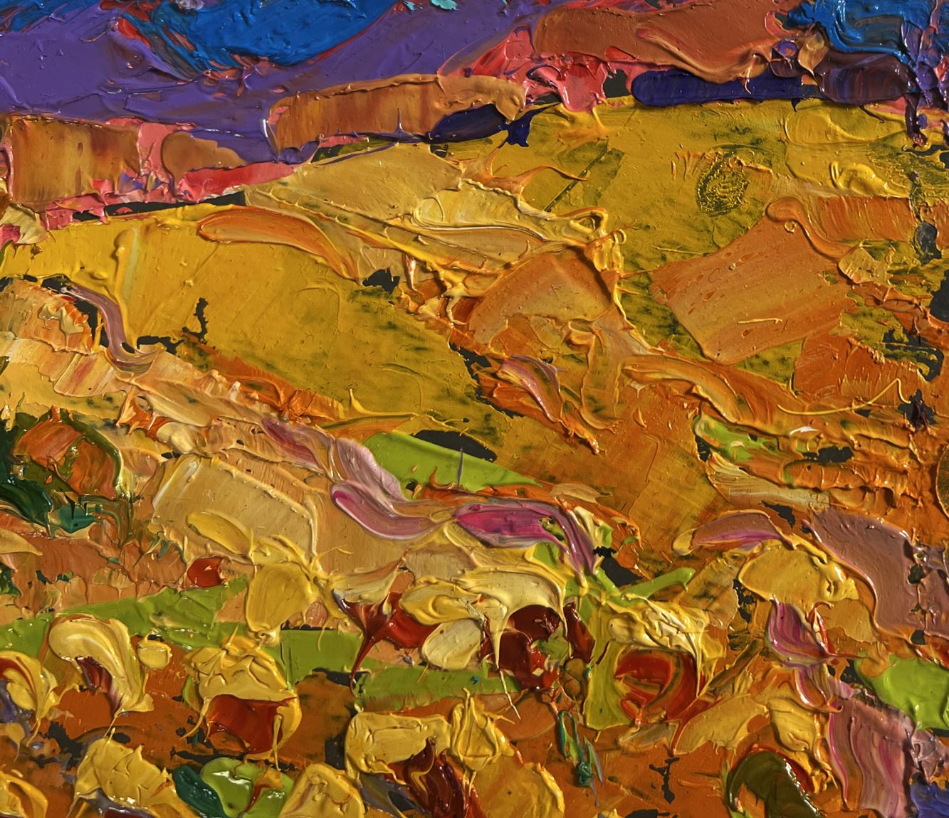 Vibrant impressionist oil painting of sunflower field by Oleksiy Ivanyuk