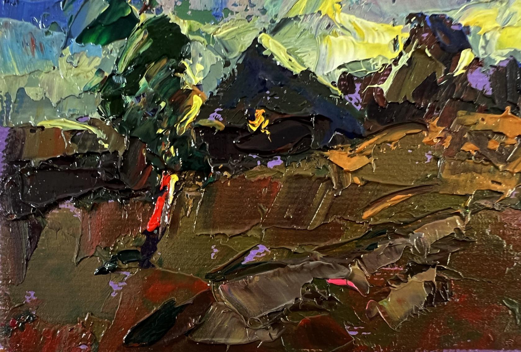 Oil painting of colorful village sky by Oleksiy Ivanyuk