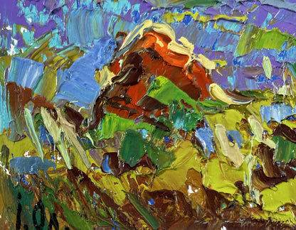 Vibrant impressionist oil painting Edge of the Village by Oleksiy Ivanyuk