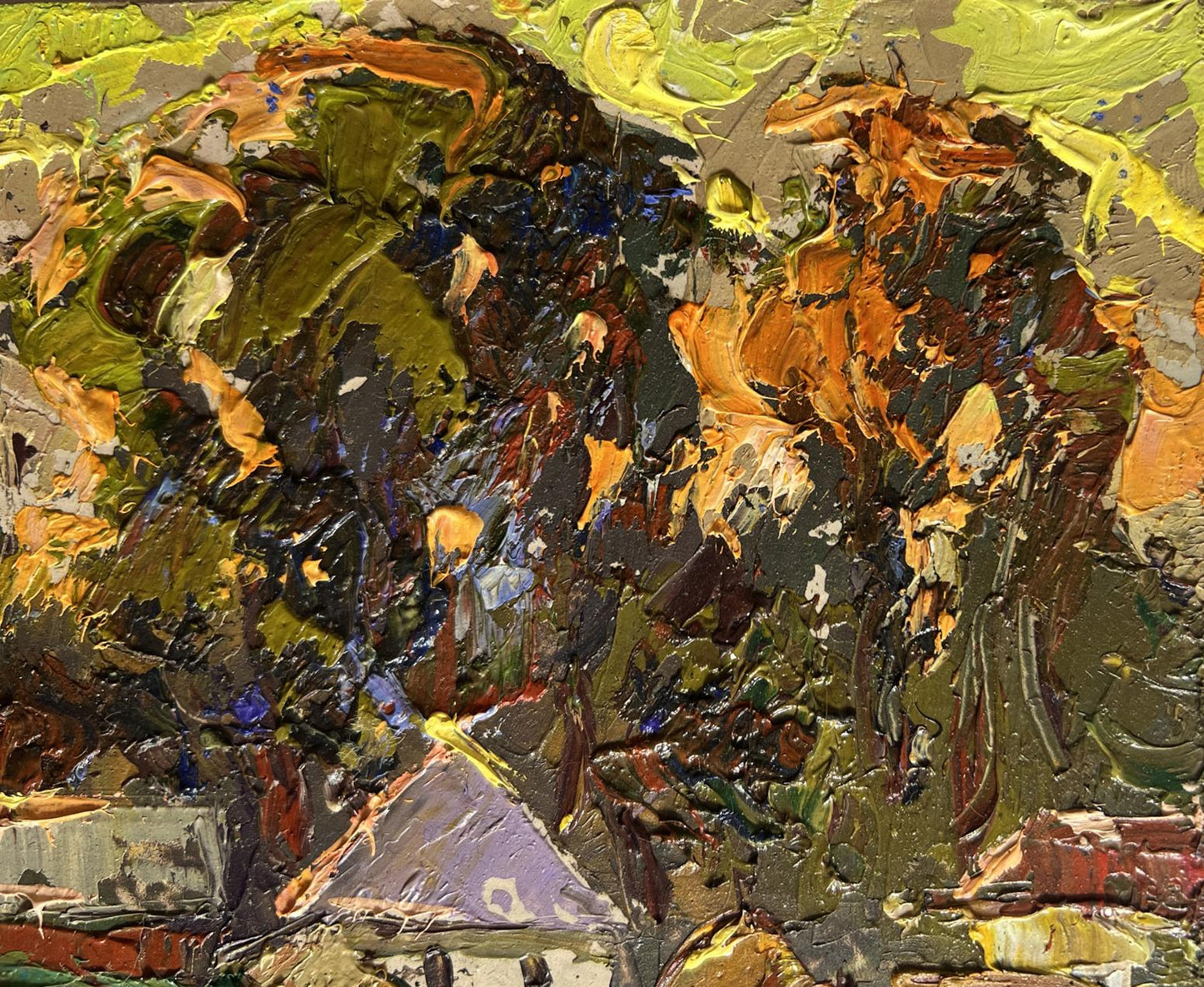 Oil painting Along the green field by Oleksiy Ivanyuk landscape